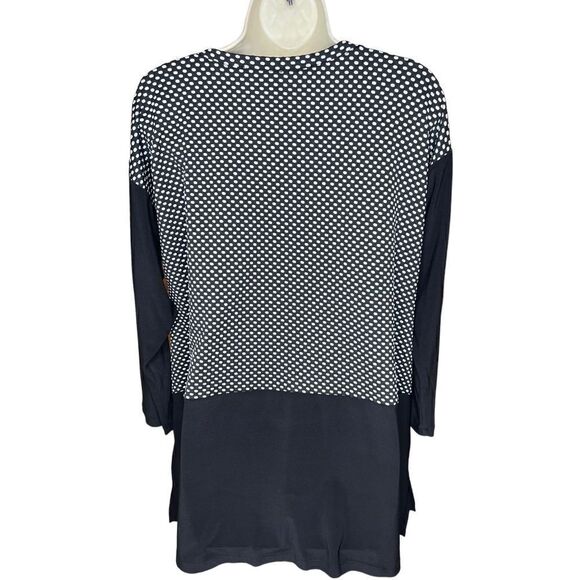 IC by Connie K Black & White Asymmetrical Tunic Top Size Large - Picture 9 of 12